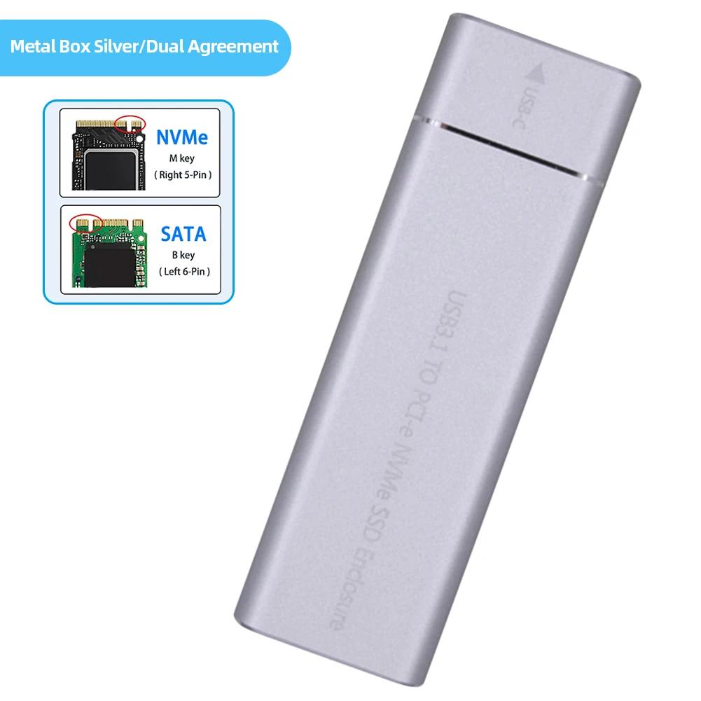 M.2 NVME PCIe NGFF SSD ̽,   M2 SSD ܺ Ŭ, USB3.1 C Ÿ ָ Ʈ ̺ ڽ, 2230-2280 M.2 SSD